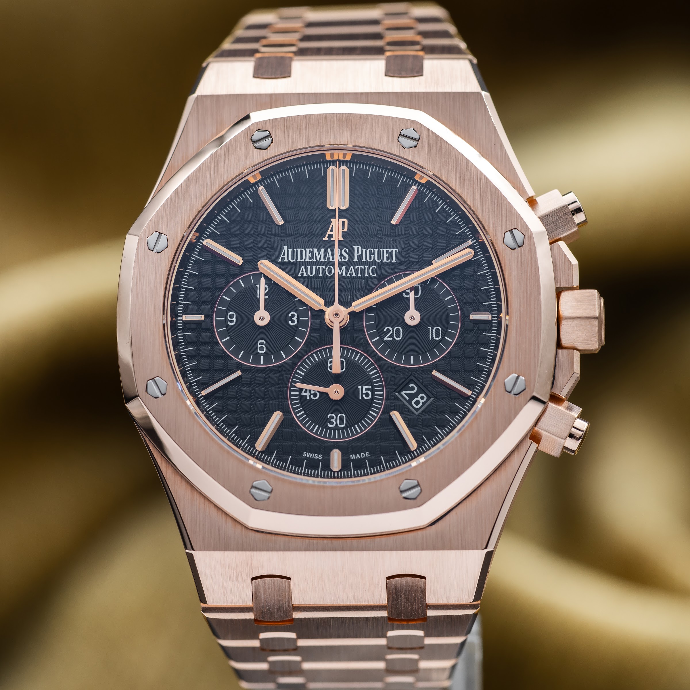 Audemars Piguet Royal Oak Chronograph 41mm Rose Gold AP 26320OR Black Dial - Full Set