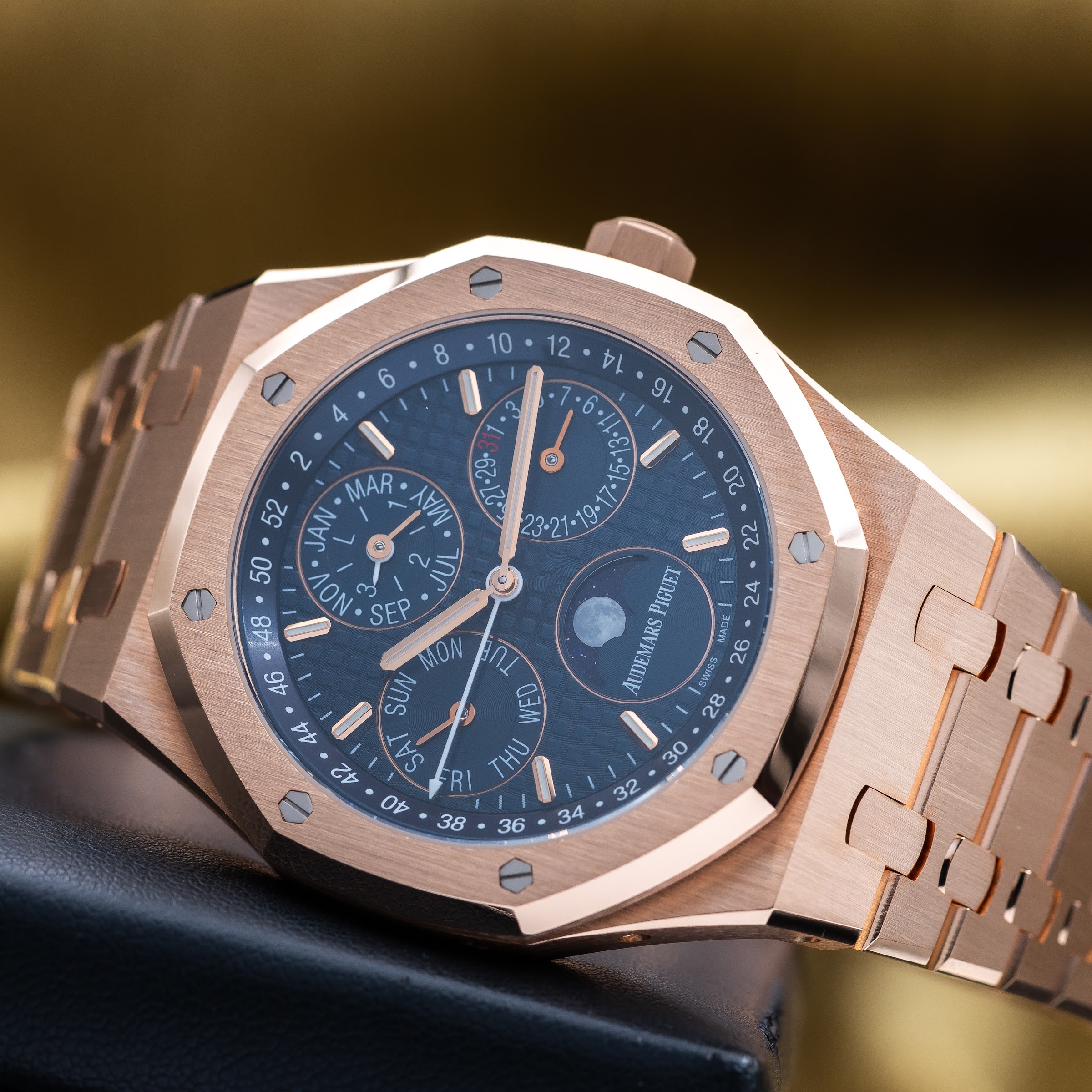 Audemars Piguet Royal Oak Perpetual Calendar 41mm Rose Gold Blue Dial AP 26574OR - Full Set - 1