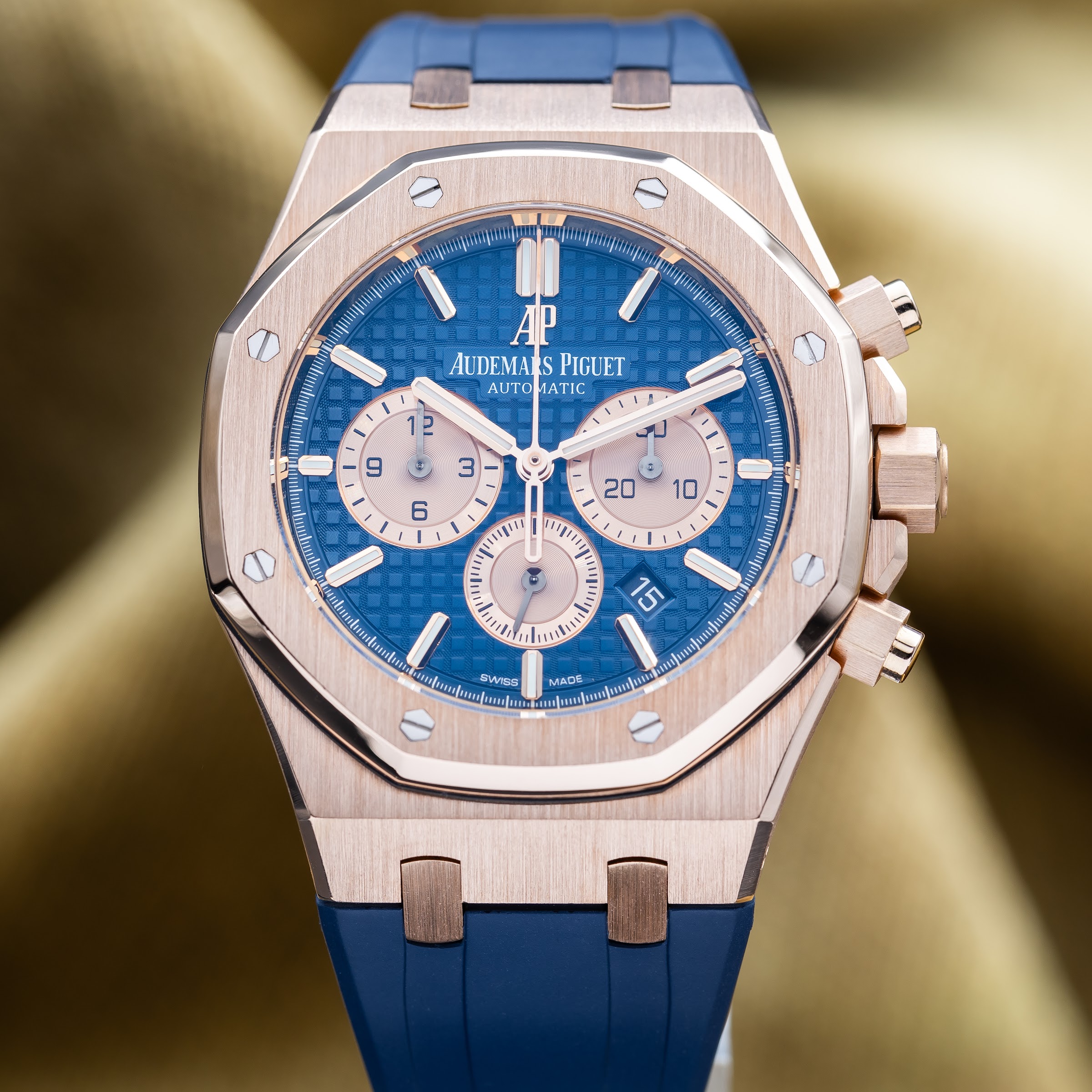 Audemars Piguet Royal Oak Chronograph Rose Gold 41mm AP 26331OR Blue Dial Full Set