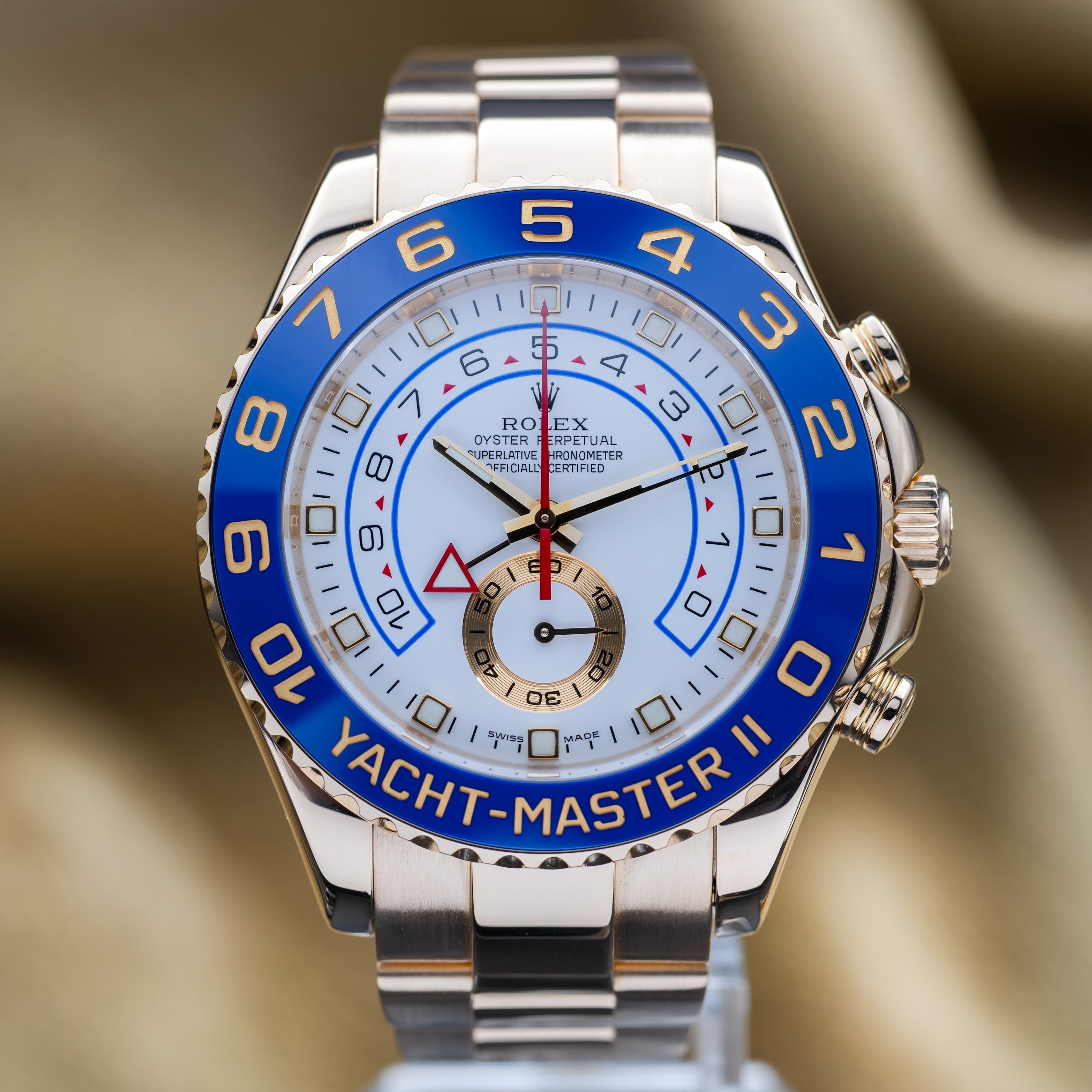 Rolex Yacht-Master II 18k Yellow Gold White Dial 44mm - 116688